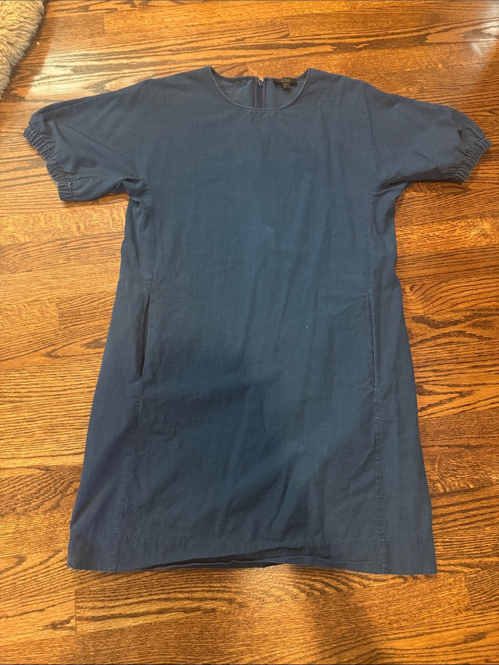 COS 100% Cotton Denim Dress with Short Puff Sleeves on Size 38/Medium
